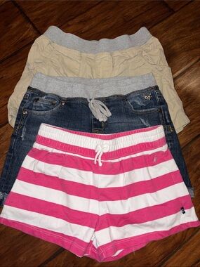 Girls' Pink and White Striped Pull-On Shorts